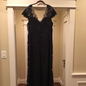 Tadashi Shoji Navy Lace Evening Gown